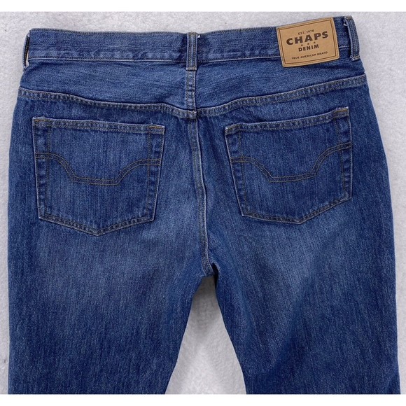Chaps Jeans Mens Size 34X30 Mid Rise Straight Fit Medium Wash  Cotton Denim Blue - Picture 4 of 15